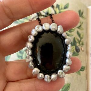 Jacki Holland - Black Tourmaline With Grey Keishi Pearls
